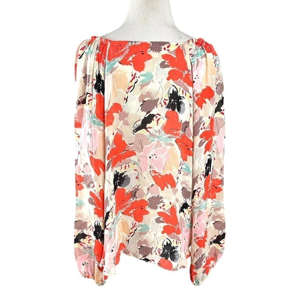 Parker 100% Silk Floral Watercolor Balloon Sleeve Flouncy Blouse Size Small - Picture 5 of 10